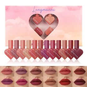 Matte 12-color Heart-shaped Matte Velvet Lip Gloss Set