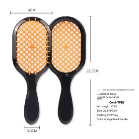 Hollow Comb Dry Wet Dual Purpose Honeycomb Hairdressing (Option: Black Handle Orange-Plastic-1PCS)