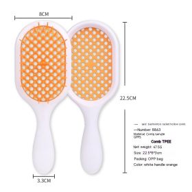 Hollow Comb Dry Wet Dual Purpose Honeycomb Hairdressing (Option: White Handle Orange-Plastic-1PCS)
