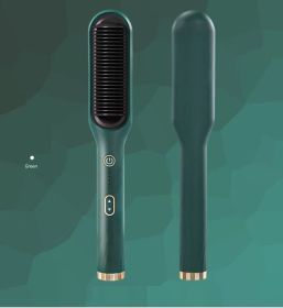 Portable Multi-functional Curly Hair And Straight Hair Dual-purpose Comb (Option: Green-Plugged In)