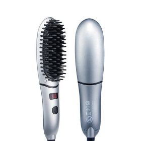 Negative Ion LED Display Electric Straight Comb (Option: Silver Gray US)