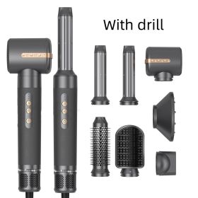 Multi In One Hot Air Comb Curling Stick (Option: Black-With drill-US)