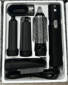 Five-in-one Hot Air Comb Automatic Hair Curler For Curling Or Straightening (Option: Black-UK)
