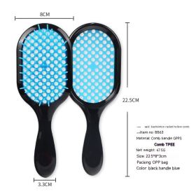 Hollow Comb Dry Wet Dual Purpose Honeycomb Hairdressing (Option: Black Handle Blue-Plastic-2PCS)