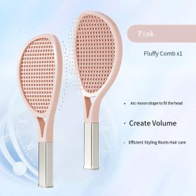 Hair Comb Tennis Racket Fluffy Combs High Skull Top Hair Artifact Airbag Cushion Massage Comb Barber Tools Hair Detangler Hairbrush For Thick Hair Sel (Color: PINK)