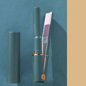 Portable USB Charging Curling Stick Straight Curling Dual-purpose Small Splint (Option: Dark night green)