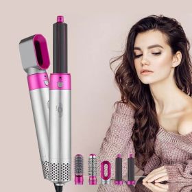 Five-in-one Hot Air Comb Automatic Hair Curler For Curling Or Straightening (Option: Rose Red-UK)