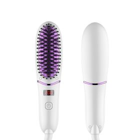 Negative Ion LED Display Electric Straight Comb (Option: White Purple US)